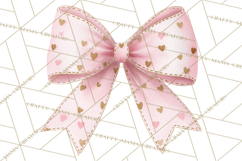 Valentine Bow Clipart PNG, Cute Pastel Bows, Heart Pattern Product Image 3