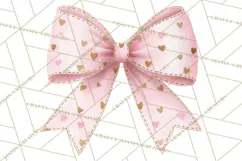 Valentine Bow Clipart PNG, Cute Pastel Bows, Heart Pattern Product Image 3