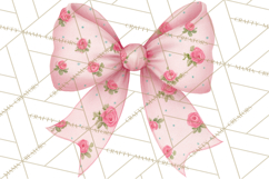 Valentine Bow Clipart PNG, Cute Pastel Bows, Heart Pattern Product Image 4