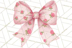 Valentine Bow Clipart PNG, Cute Pastel Bows, Heart Pattern Product Image 4
