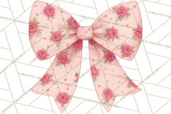 Valentine Bow Clipart PNG, Cute Pastel Bows, Heart Pattern Product Image 5