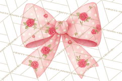 Valentine Bow Clipart PNG, Cute Pastel Bows, Heart Pattern Product Image 2