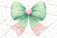 Valentine Bow Clipart PNG, Cute Pastel Bows, Heart Pattern Product Image 3