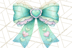 Valentine Bow Clipart PNG, Cute Pastel Bows, Heart Pattern Product Image 4