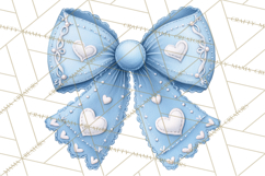 Valentine Bow Clipart PNG, Cute Pastel Bows, Heart Pattern Product Image 5
