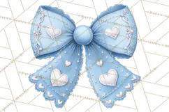 Valentine Bow Clipart PNG, Cute Pastel Bows, Heart Pattern Product Image 5