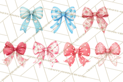 Valentine Bow Clipart PNG, Cute Pastel Bows, Heart Pattern Product Image 3