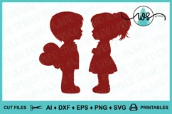 Boy & Girl in Love Silhouette, Valentine Heart, Anniversary Product Image 1
