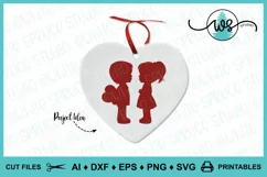 Boy & Girl in Love Silhouette, Valentine Heart, Anniversary Product Image 2