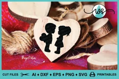 Boy & Girl in Love Silhouette, Valentine Heart, Anniversary Product Image 4