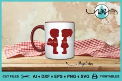 Boy & Girl in Love Silhouette, Valentine Heart, Anniversary Product Image 6