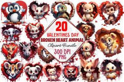 Valentine Broken Heart Animal Clipart Bundle, Valentine Broken Heart Animal Clipart, Valentine Broken Heart Animal Sublimation, Broken Heart Animal Clipart, Broken Heart Animal Sublimation, Valentine Broken Heart Animal watercolor, Watercolor Valentine Br