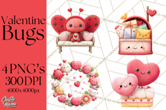 Valentine Ladybug Clipart PNG, Cute Bee Butterfly Beetle Png Product Image 1