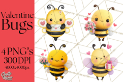 Valentine Ladybug Clipart PNG, Cute Bee Butterfly Beetle Png Product Image 1