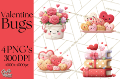 Valentine Ladybug Clipart PNG, Cute Bee Butterfly Beetle Png Product Image 1