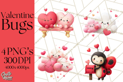 Valentine Ladybug Clipart PNG, Cute Bee Butterfly Beetle Png Product Image 1