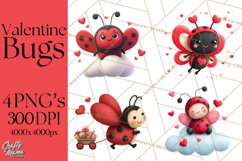 Valentine Ladybug Clipart PNG, Cute Bee Butterfly Beetle Png Product Image 1