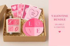 Valentine Label &amp; Coaster Bundle, valentines day bundle Product Image 1