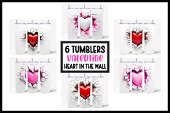 6 Valentine Tumbler Sublimation I Heart in cracked wall PNG Product Image 1
