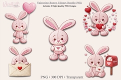Valentine Bunny Bundle PNG, yarn knitted Love Bunny set Product Image 2