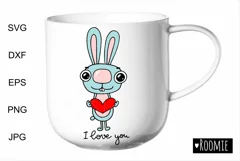 Valentine Bunny with heart svg, I love you shirt design Product Image 2