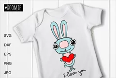 Valentine Bunny with heart svg, I love you shirt design Product Image 1