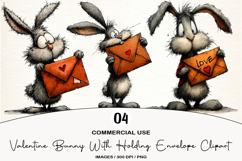 Valentine Bunny With Holding Envelope Clipart Product Image 1