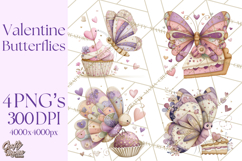 Valentine Butterfly Clipart, Heart Wing PNG Graphics Product Image 1