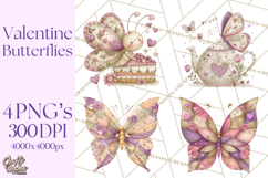 Valentine Butterfly Clipart, Heart Wing PNG Graphics Product Image 1