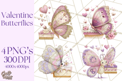 Valentine Butterfly Clipart, Heart Wing PNG Graphics Product Image 1