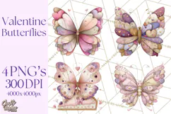 Valentine Butterfly Clipart, Heart Wing PNG Graphics Product Image 1