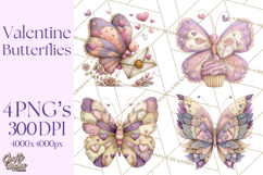 Valentine Butterfly Clipart, Heart Wing PNG Graphics Product Image 1