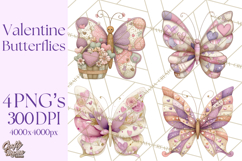 Valentine Butterfly Clipart, Heart Wing PNG Graphics Product Image 1