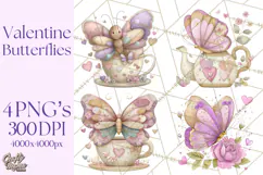 Valentine Butterfly Clipart, Heart Wing PNG Graphics Product Image 1