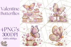 Valentine Butterfly Clipart, Heart Wing PNG Graphics Product Image 1
