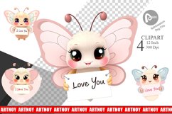 Valentine Butterfly Cartoon Clipart Product Image 1