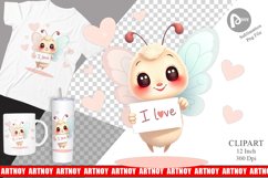 Valentine Butterfly Cartoon Clipart Product Image 1