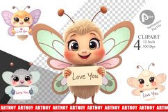 Valentine Butterfly Cartoon Clipart Product Image 1