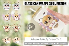 Glass Can Wraps Valentine Butterfly Cartoon Product Image 1
