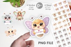 Valentine Butterfly Cartoon Sticker Product Image 1