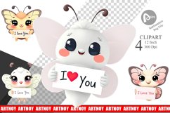 Valentine Butterfly Cartoon Clipart Product Image 1