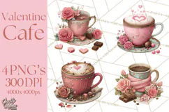 Cozy Valentine Café PNG Coffee and Cocoa Clipart Product Image 1