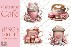 Cozy Valentine Café PNG Coffee and Cocoa Clipart Product Image 1