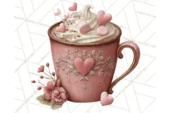 Cozy Valentine Café PNG Coffee and Cocoa Clipart Product Image 2