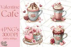 Cozy Valentine Café PNG Coffee and Cocoa Clipart Product Image 1