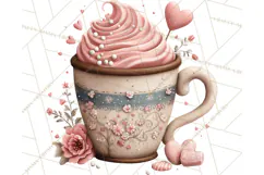 Cozy Valentine Café PNG Coffee and Cocoa Clipart Product Image 4