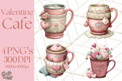 Cozy Valentine Café PNG Coffee and Cocoa Clipart Product Image 1