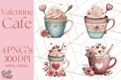 Cozy Valentine Café PNG Coffee and Cocoa Clipart Product Image 1
