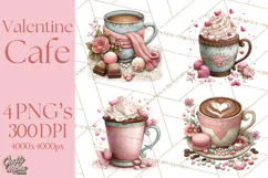 Cozy Valentine Café PNG Coffee and Cocoa Clipart Product Image 1