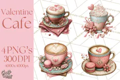 Cozy Valentine Café PNG Coffee and Cocoa Clipart Product Image 1